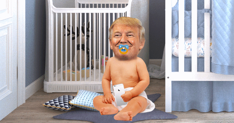 Noktara - Baby-Trump mit Schnuller und Twitter-iPhone