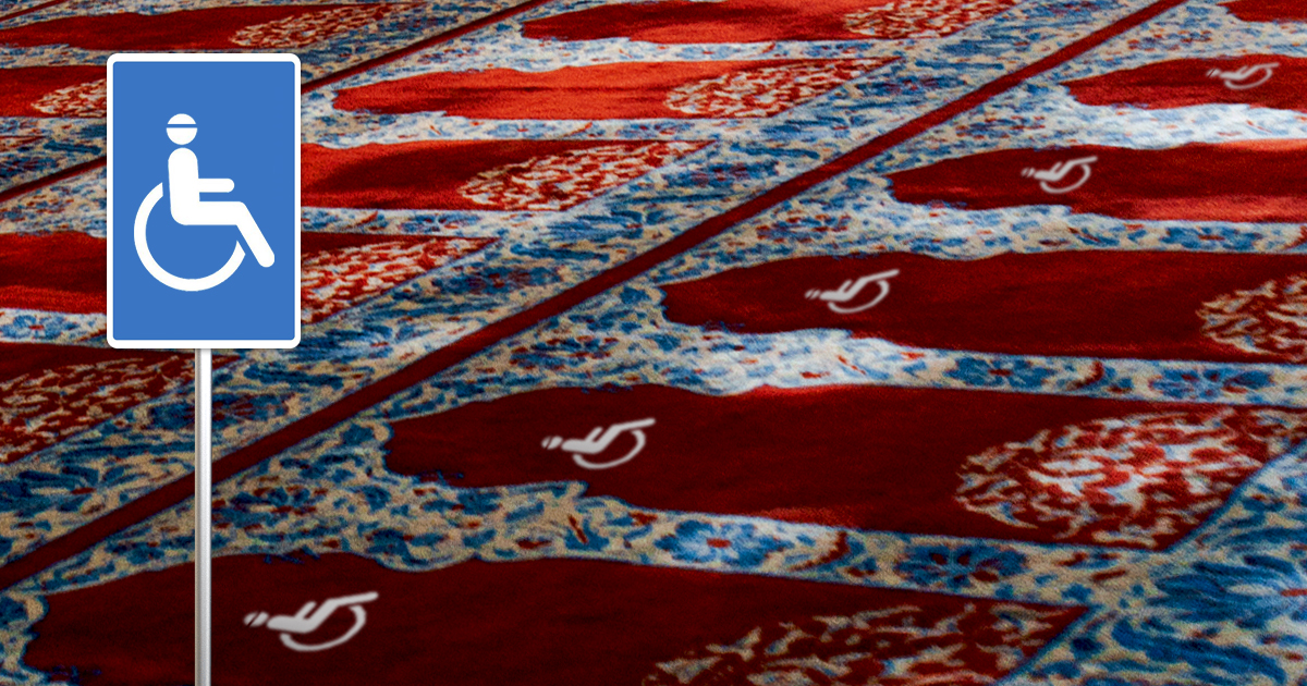 Noktara - Barrierefrei - Moschee richtet rollstuhlgerechte Gebetsplätze für behinderte Muslime ein - Schild Behindertengebetsplatz