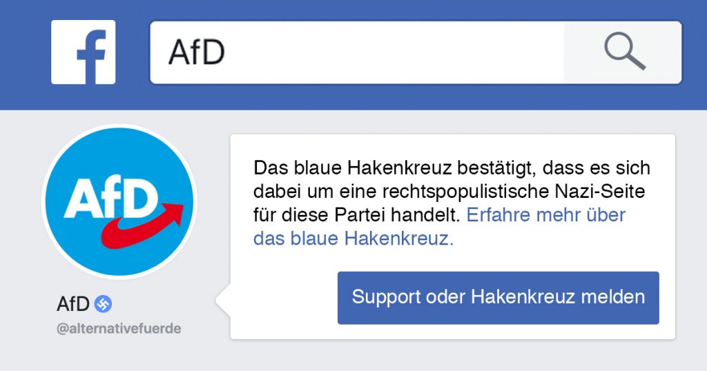 Noktara - Blaues Hakenkreuz- Facebook verifiziert AfD als Nazi-Seite-Unzensiert
