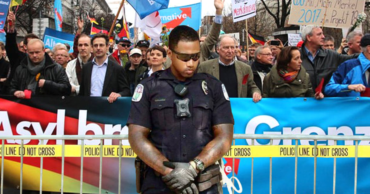 Charlottesville: Schwarzer Polizist beschützt protestierende Neonazis