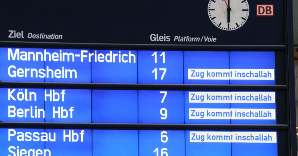 Noktara - Deutsche Bahn gibt als Abfahrtszeit nur noch inschallah an